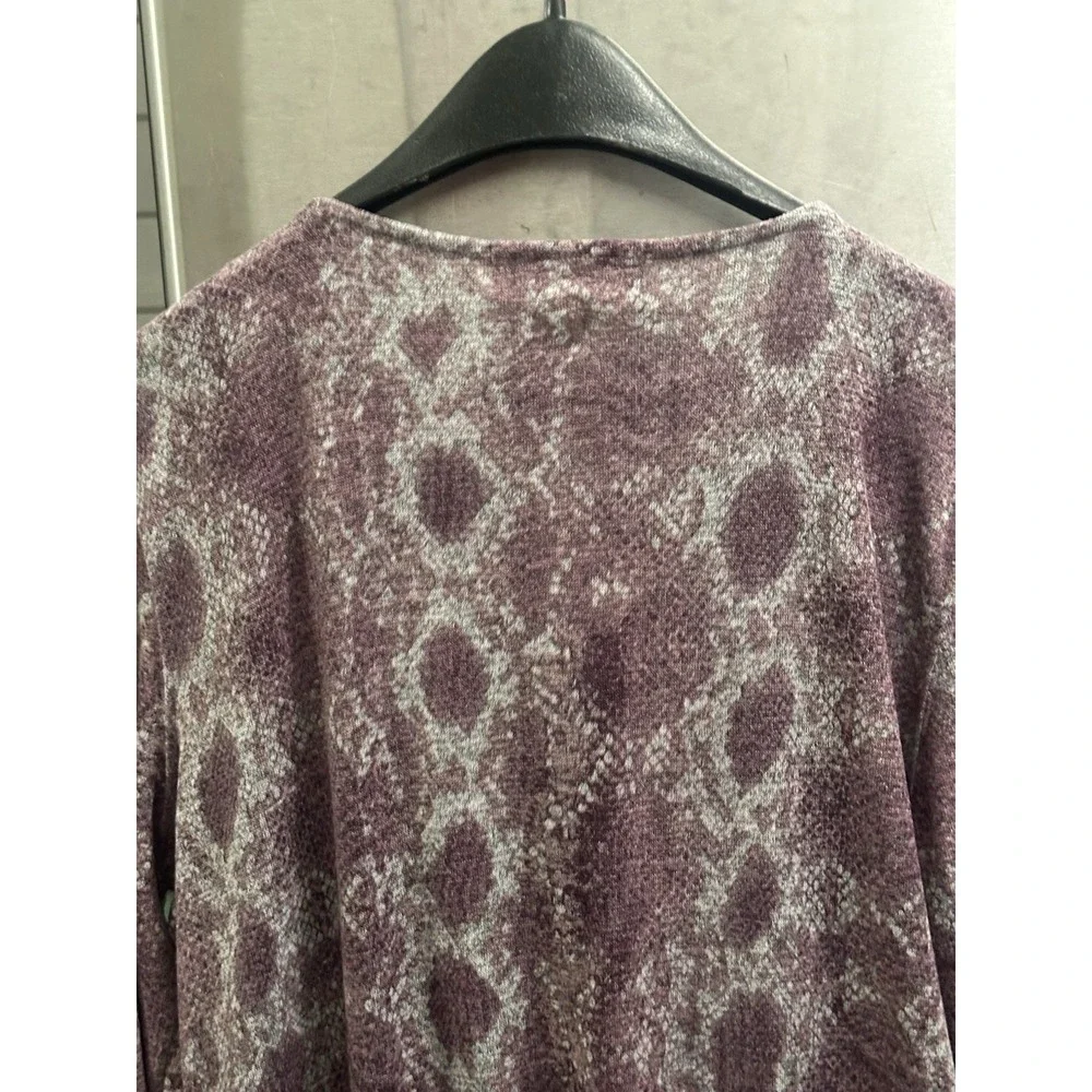 Michael Kors XL Purple Snakeskin Midi Dress Light Weight Stretch Half Zip